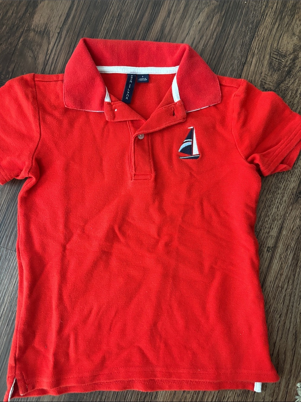 Janie and Jack Red Polo with Sailboat Patch